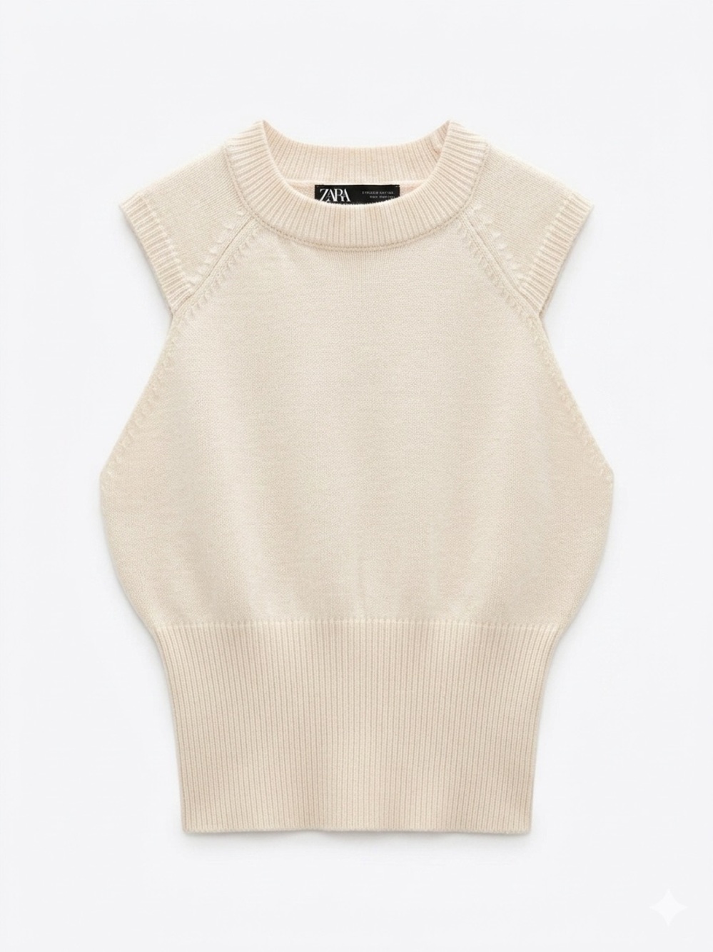 ZARA Beige Sleeveless Knit Pullover